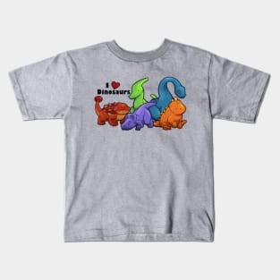 I ♥ Dinosaurs (landscape vers; gray) Kids T-Shirt